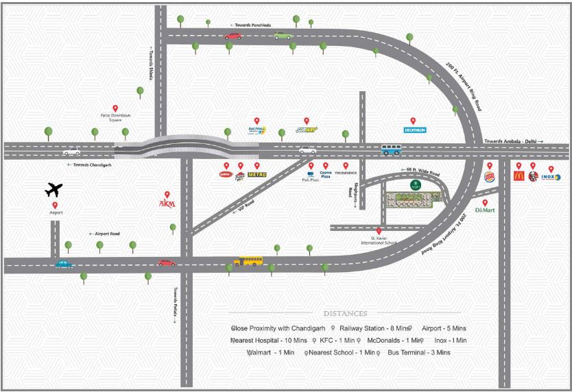 Affinity Greens Zirakpur PR 7 Location Map
