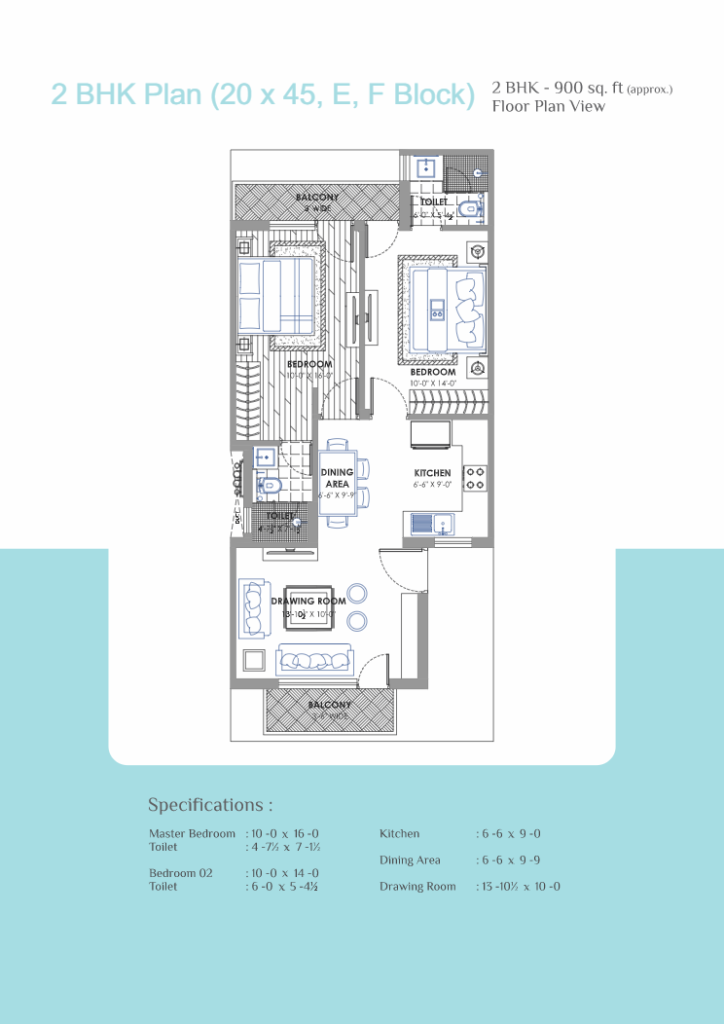 Floor Plan 2-BHK Casa Homes