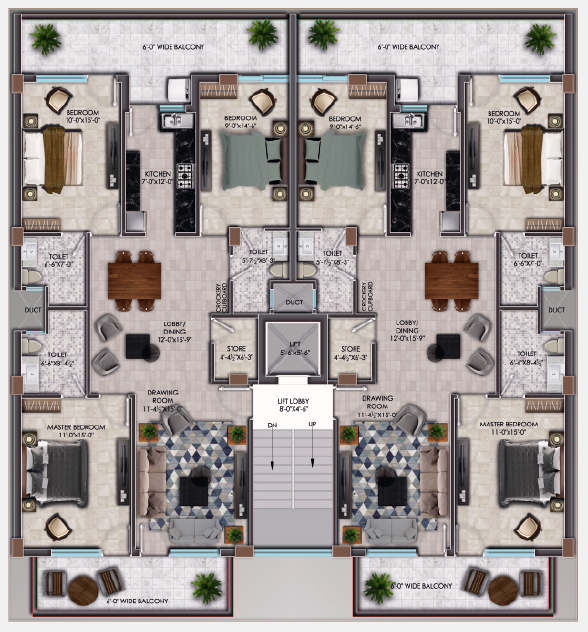Floor Plan 3 BHK