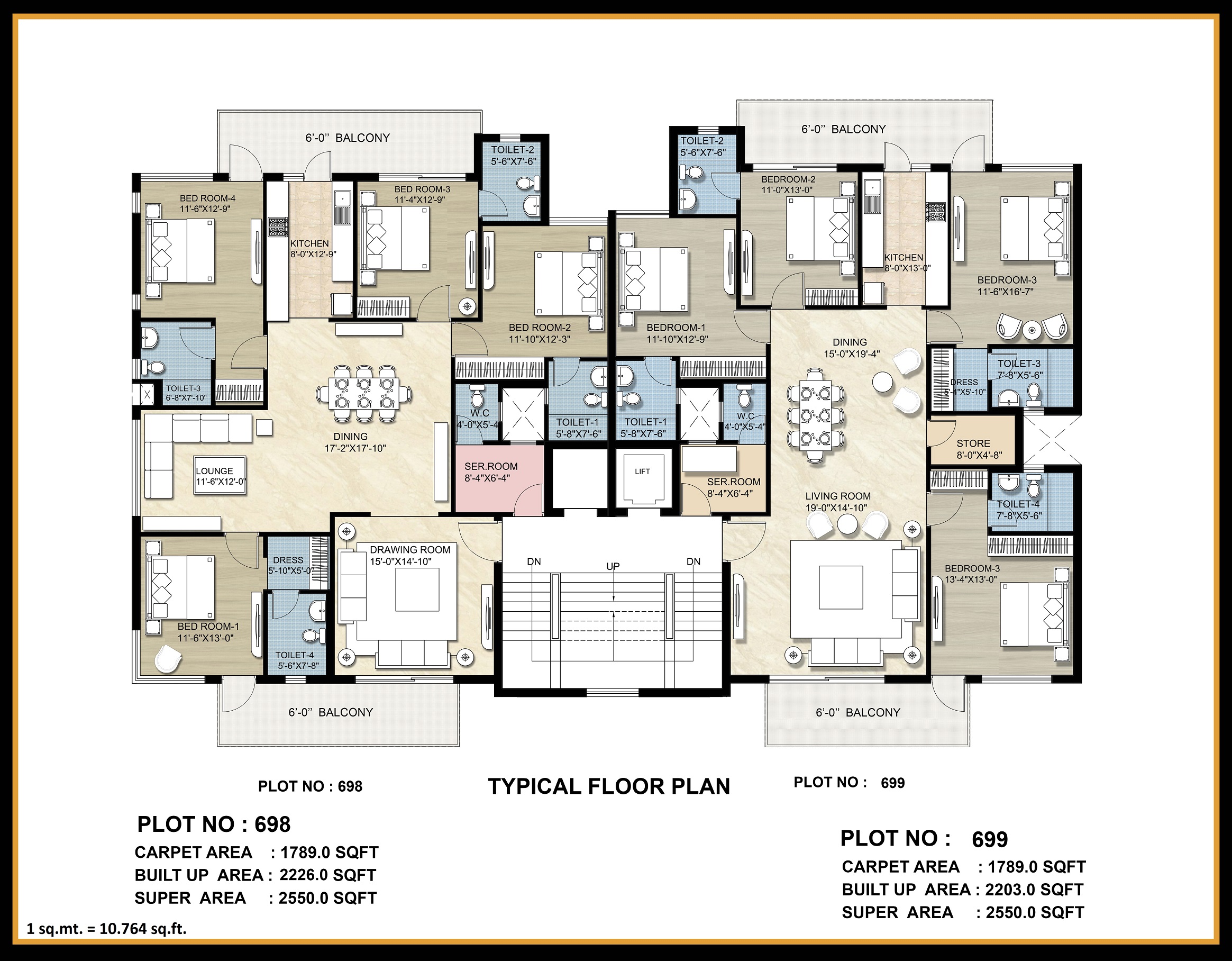 4 BHK Apartment Layouts: Omaxe Celestia Royal