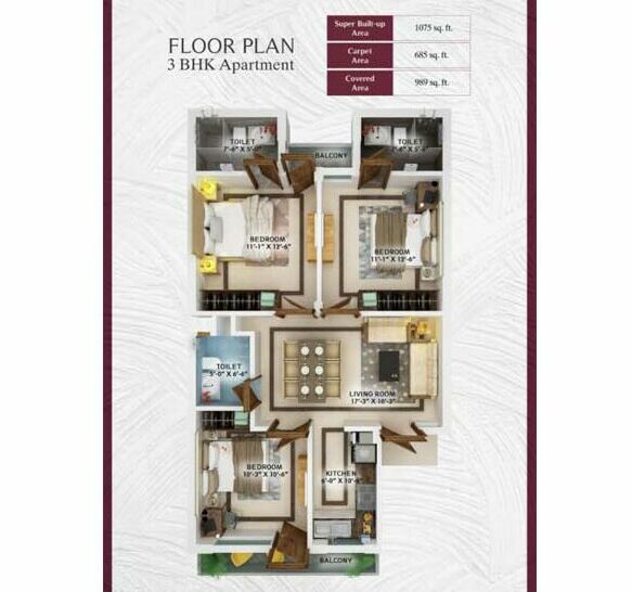SBP Nature City 3BHK Apartments Layout  type 1