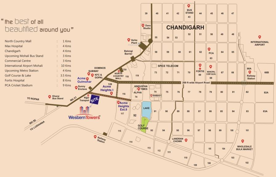Location Plan of SRD Western Towers Mohali